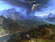 jean-francois millet Mountain Landscape with Lightning. Sweden oil painting artist
